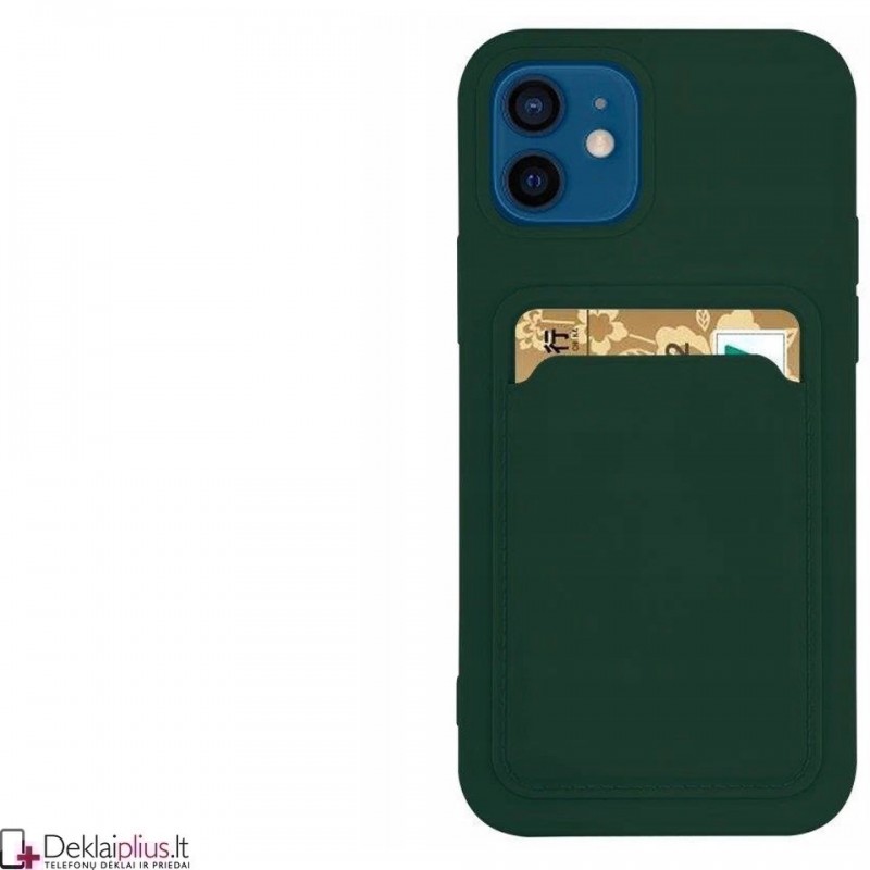Švelnus silikoninis dėklas su kišenėle - žalias (Apple Iphone 12 Mini) Švelnus silikoninis dėklas su kišenėle - žalias (Apple Iphone 12 Mini)